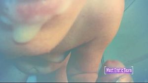 A very sexy girl, she gets hot piss on her tits and loves to suck cock while she takes a shower – Full sex tape