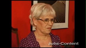 Aunty Helga first lets the nice neighbor boy finger her hairy pussy and then want taste his cock too