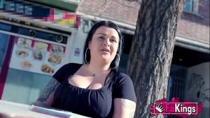 Busty MILF teases a guy in public and ends up enjoy a great fuck