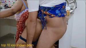 Desi step sister Hot sex in red saree In Kitchen