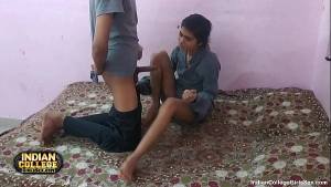 Hard fuck and creampie for skinny brunette horny Indian