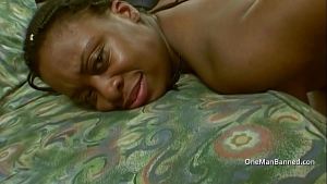Hot black woman in high heels tries anal sex