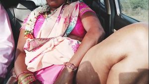 Indian housewife cheating car sex Telugu dirty talks.