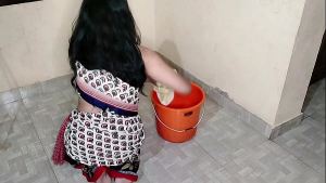 Malik fucking the maid-servant mopping by making her a mare by calling it itching in the cock! in clear hindi voice