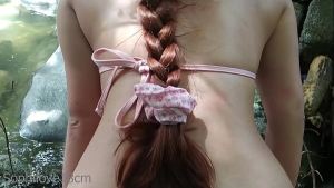 Outdoor creampie by the river where I can moan without being heard