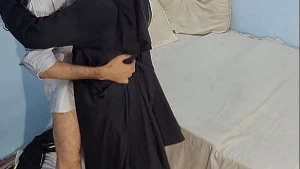 Punjabi aunty in Black Burqa secret meeting with lover who is slapping and fucking her tight pussy in xxx loud moans