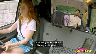 Female Fake Taxi – Pretty ginger driver fucks her passenger getting back at cheating boyfriend hot sex on back seat