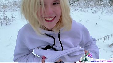 Happy holidays with a jolly, snowy and cozy winter holidays sex video from this cute young couple and Wifebucket :D