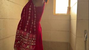 Beautiful big ass big boobs curvy Indian bhabhi in bathroom take shower
