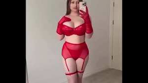 Indian bhabhi in red dress